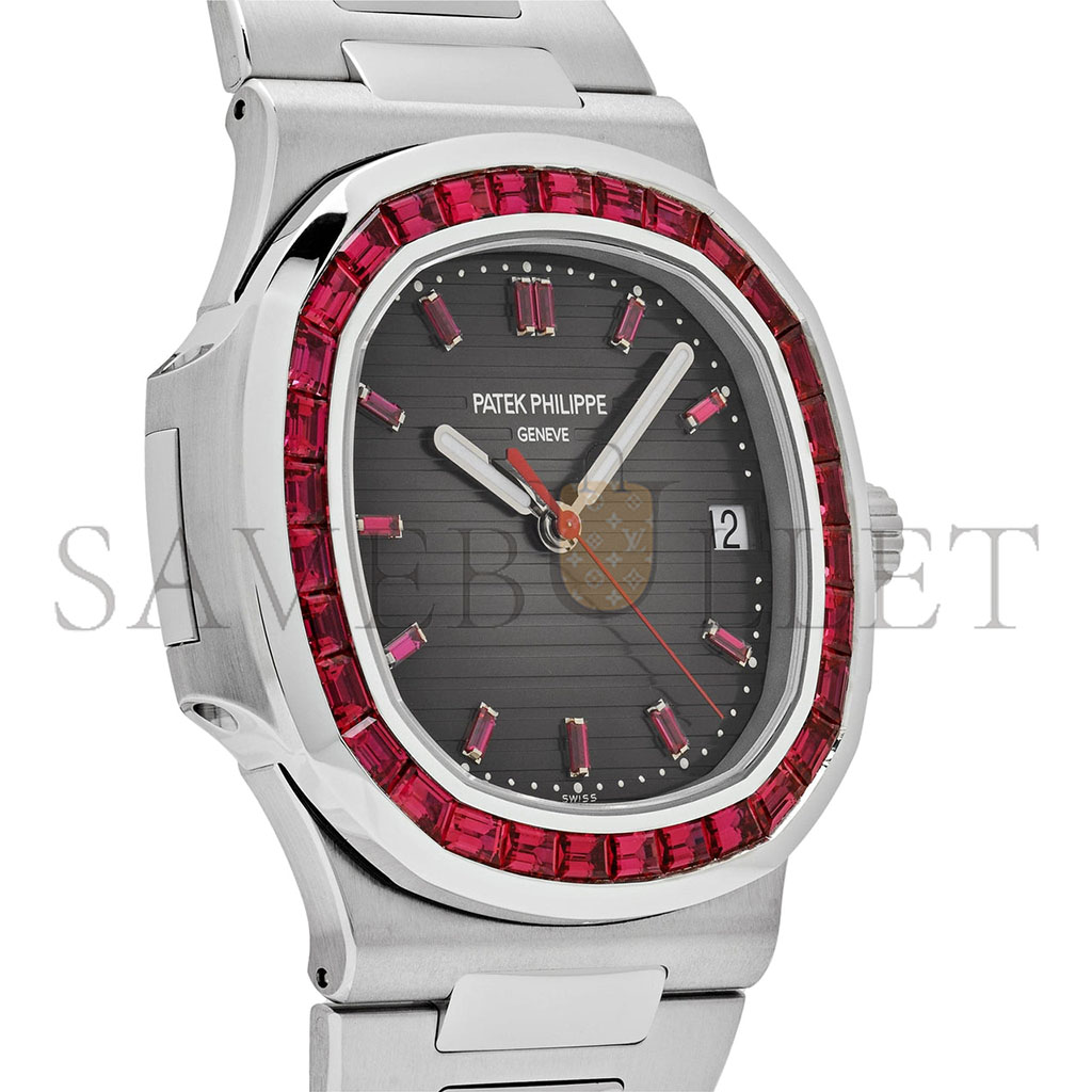 PATEK PHILIPPE NAUTILUS PLATINUM GREY DIAL RUBY BEZEL 40MM 5711/112P-001